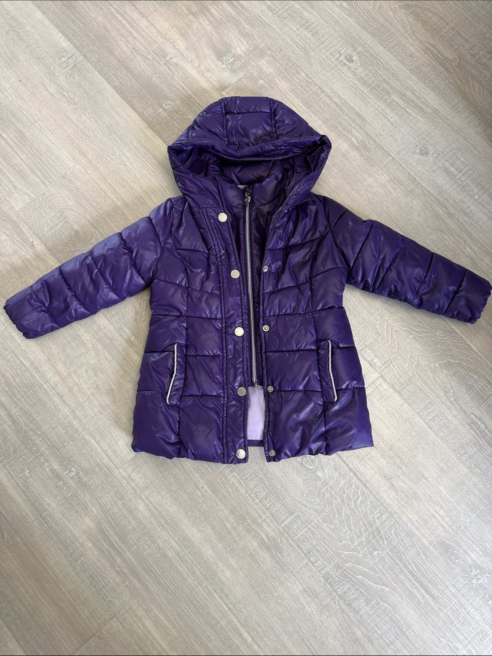 Michael Kors Toddler Hooded Puffer Coat in Deep Purple